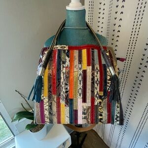 Multicolor 100% Genuine Cow, Leather Patchwork Tote Bag